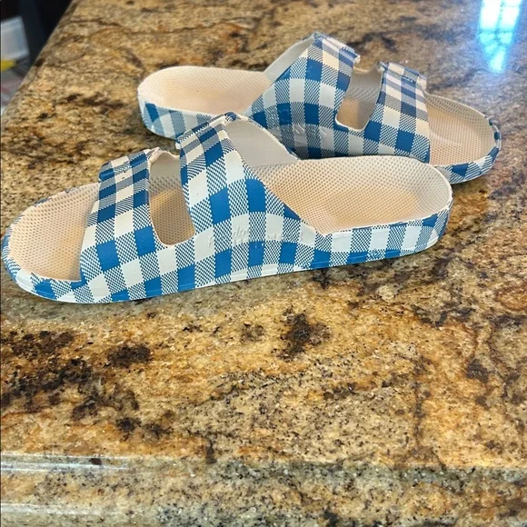 Freedom Moses Blue and White Checkered Sandals - Picture 4 of 4
